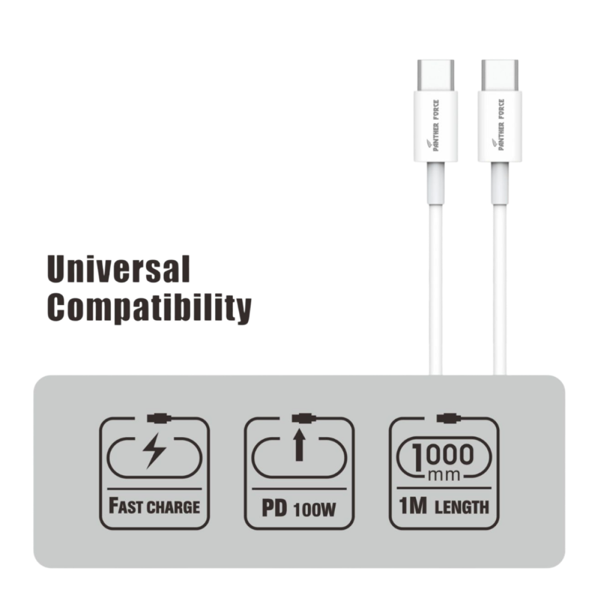 Panther Force Fast Charge & Type C to C Cable – High-Speed Data Transfer