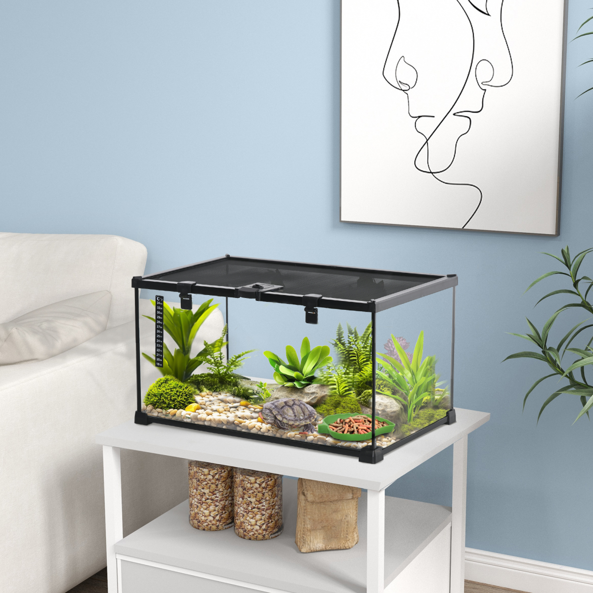 Glass Reptile Terrarium Habitats for Lizards, Frogs, Snake PawHut