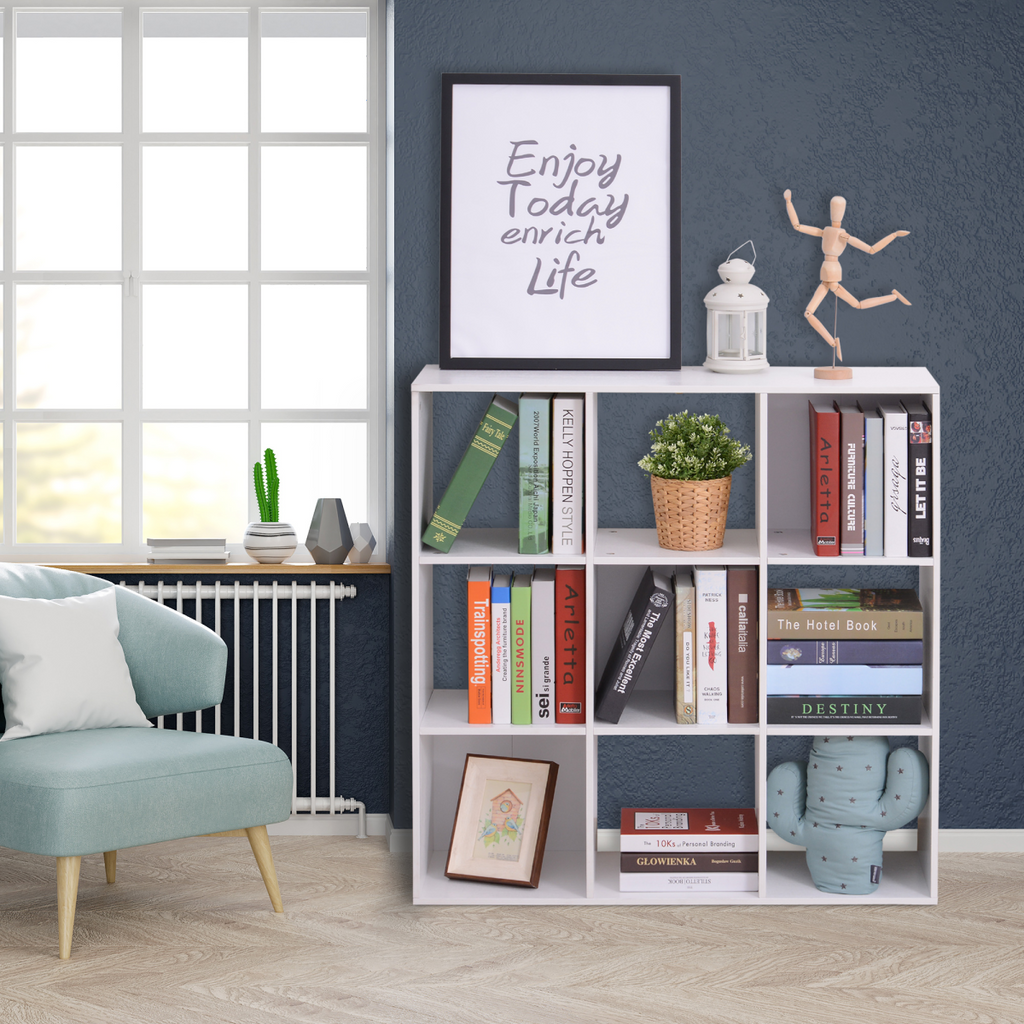 9 Cube Storage Unit Cabinet Bookcase Display Shelves Chipboard - White