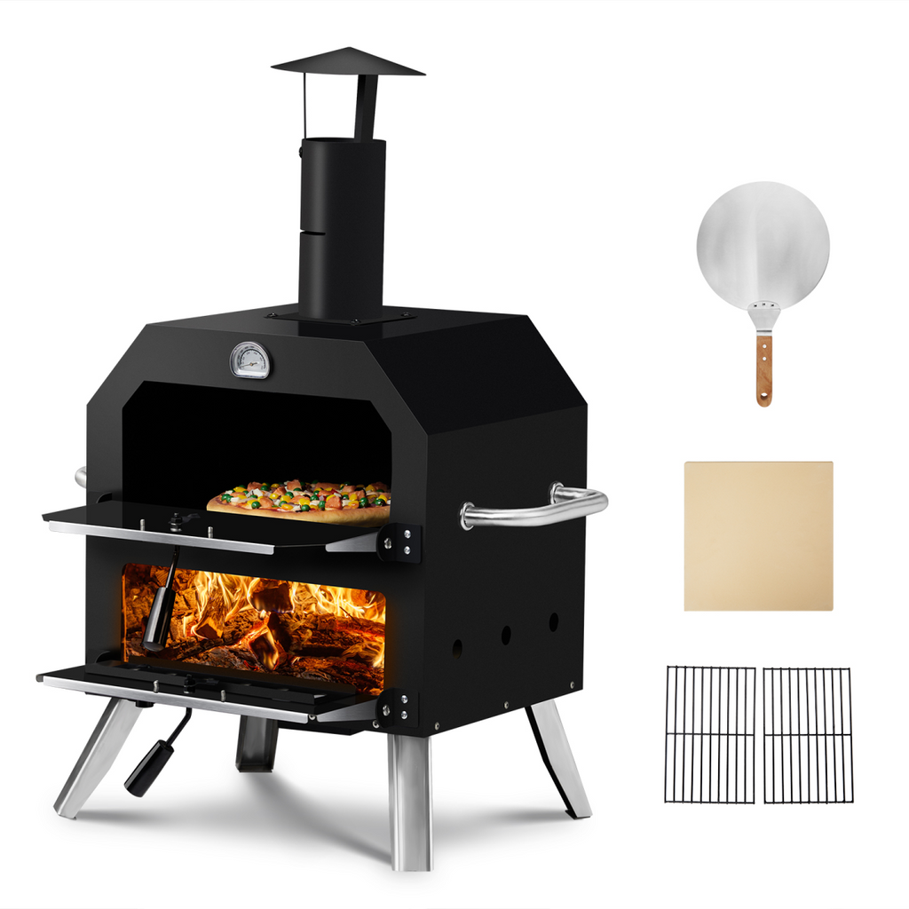 Outdoor Pizza Oven Wood Fired 2-Layer Pizza Ovens Outside Pizza Maker with Stone