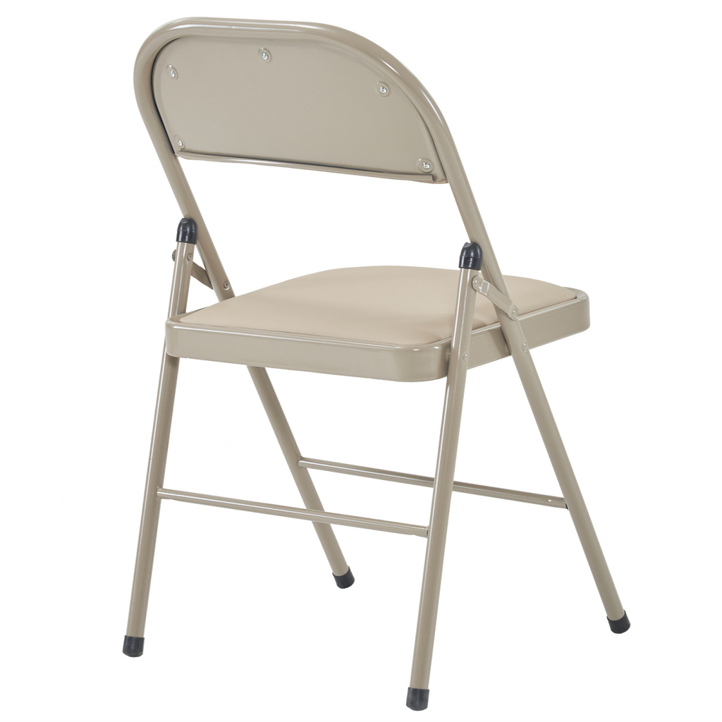 4pcs Elegant Foldable Iron & PVC Chairs for Convention & Exhibition  Light  Brown