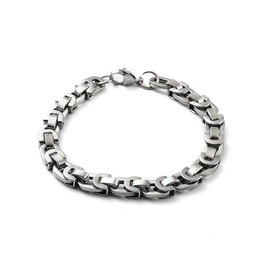 Men's Folded Link Silver Bracelet