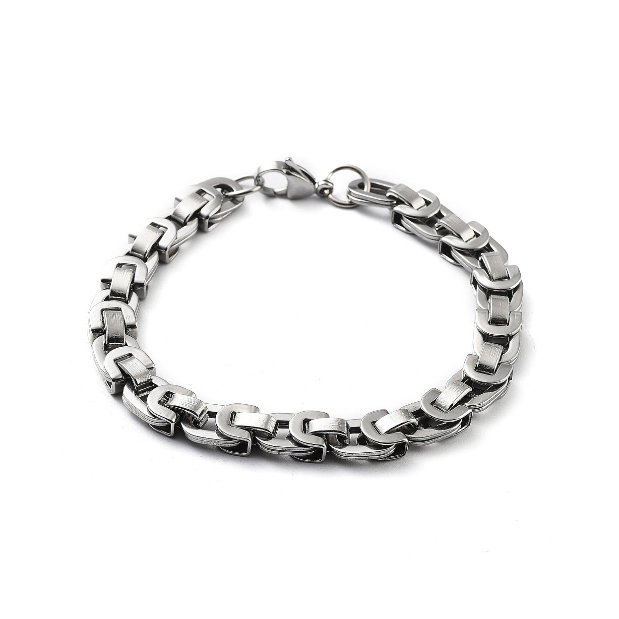 Men's Folded Link Silver Bracelet