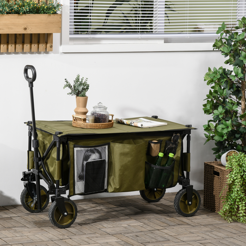 Folding Garden Trolley Collapsible Camping Trolley Steel with Folding Board
