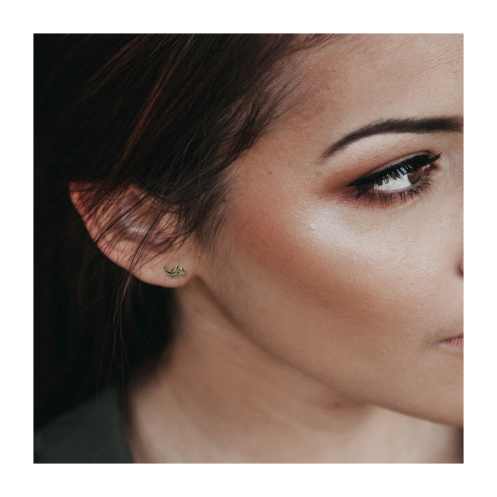 Starry Moon Gold Stud Earrings