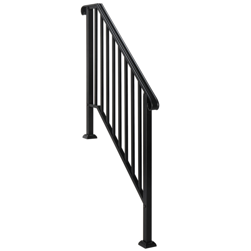 [Same Code：11384510 73142795]Artisasset Matte Black Outdoor 3 Level Iron Handrail