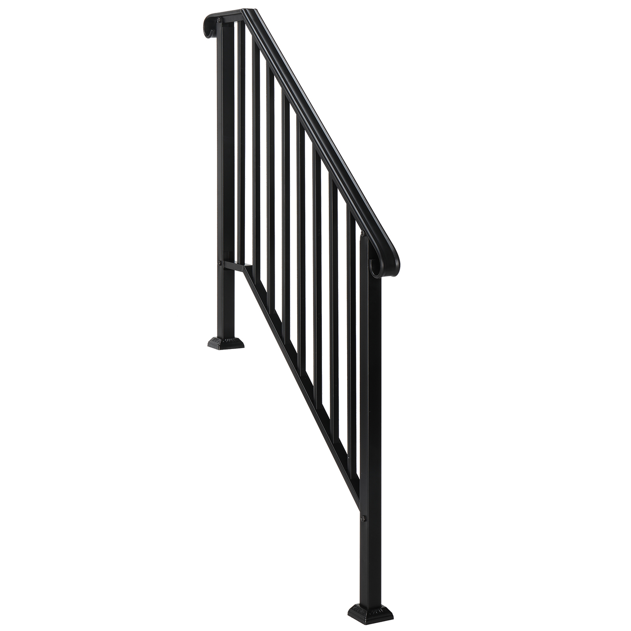 [Same Code：11384510 73142795]Artisasset Matte Black Outdoor 3 Level Iron Handrail