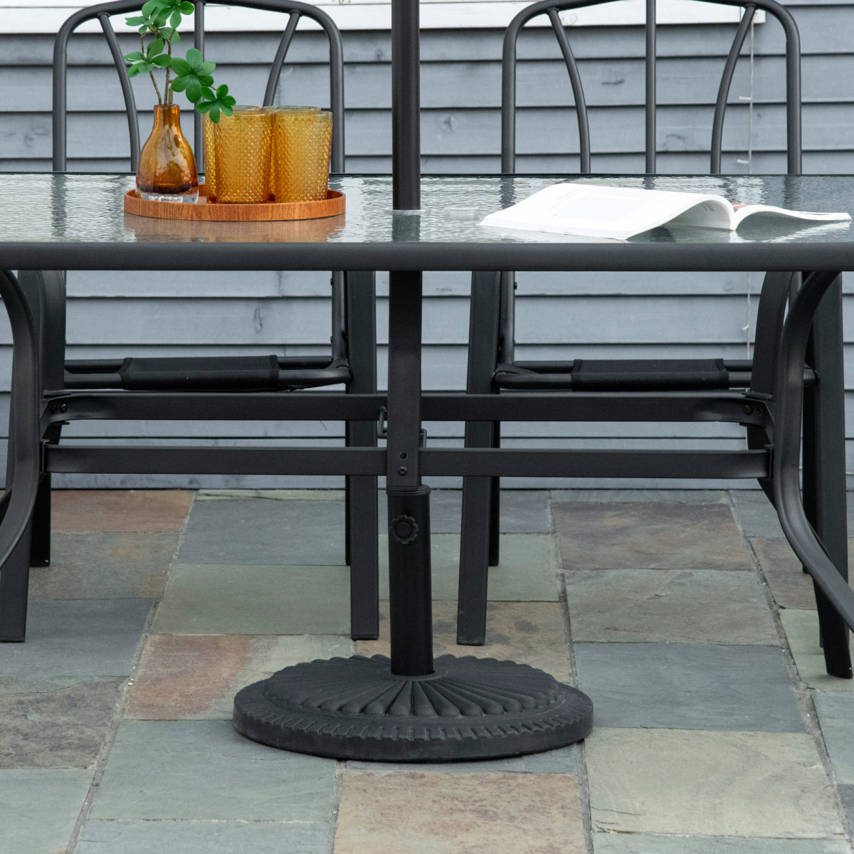 Pallet contains 56 units Cement Outdoor Garden Round Parasol Base Black