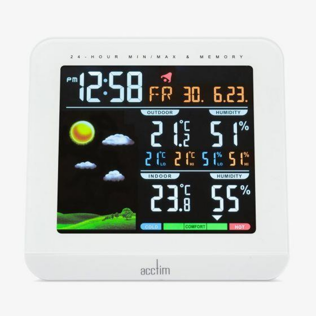 Acctim Wyndham Display Black 6 in 1 Barometric Weather Station with Outdoor