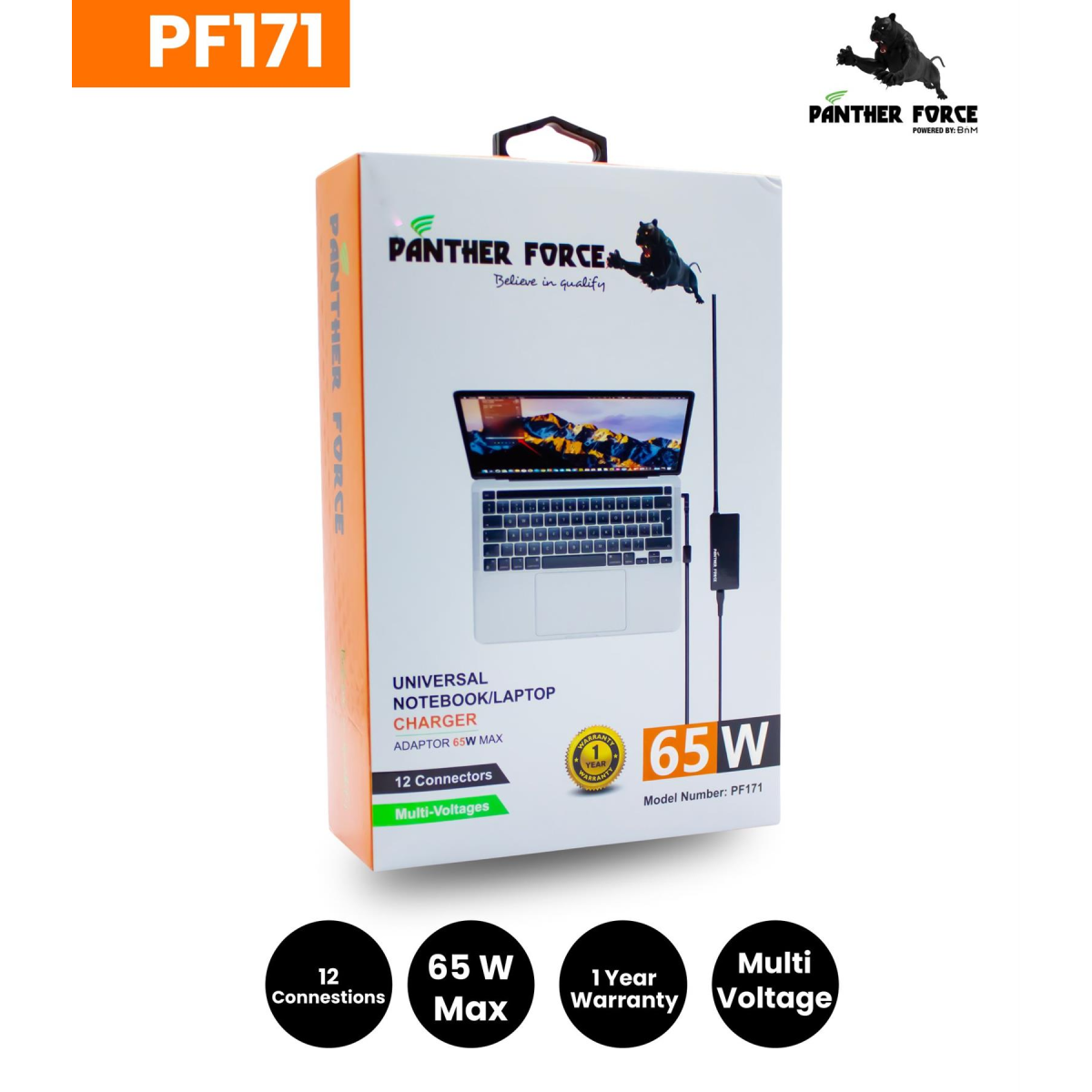 Panther Force Universal Notebook/Laptop Charger 65w