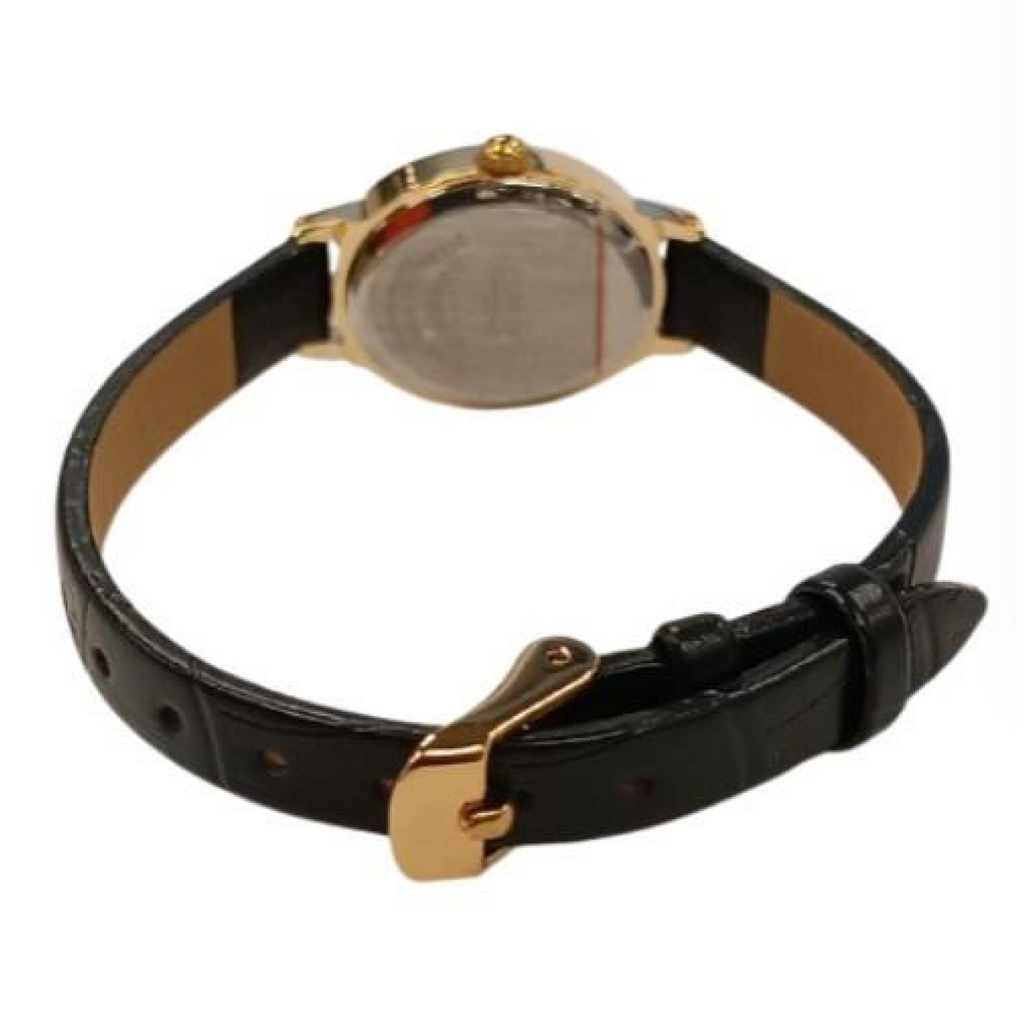 Limit Ladies Basic 27mm oval Golden Dial Black Number with Black Faux Leather
