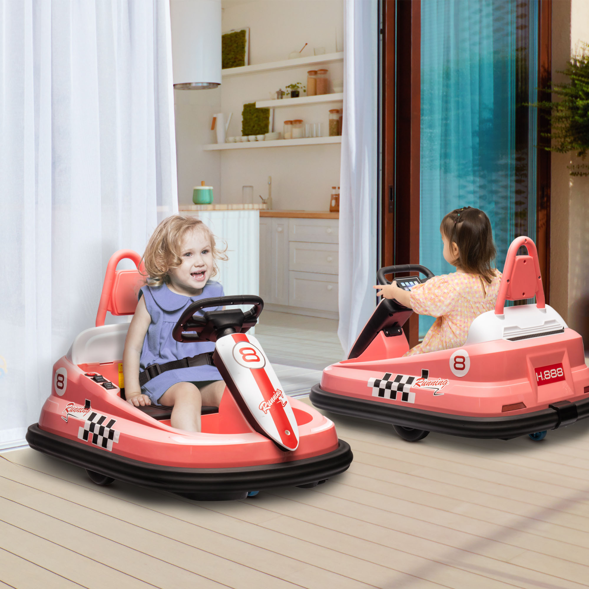 HOMCOM 6V Kids Bumper Car, 360-Degree Rotation Waltzer Car with 2 Speeds - Pink