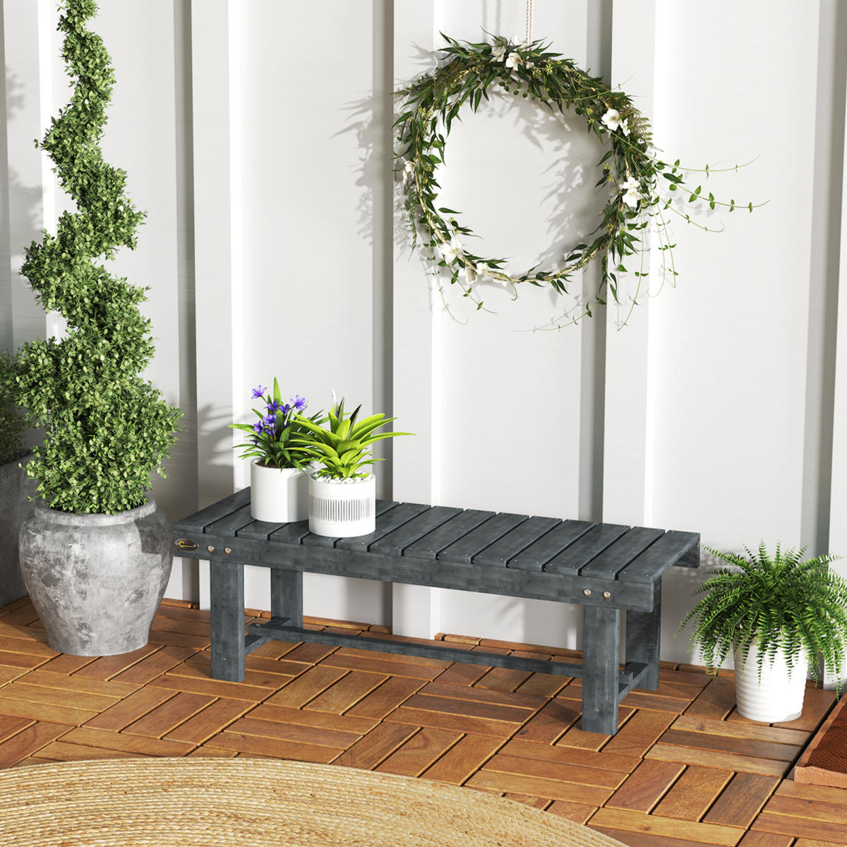 Outsunny 1.1M Outdoor Garden Bench Patio Loveseat Fir Wood 2 Person