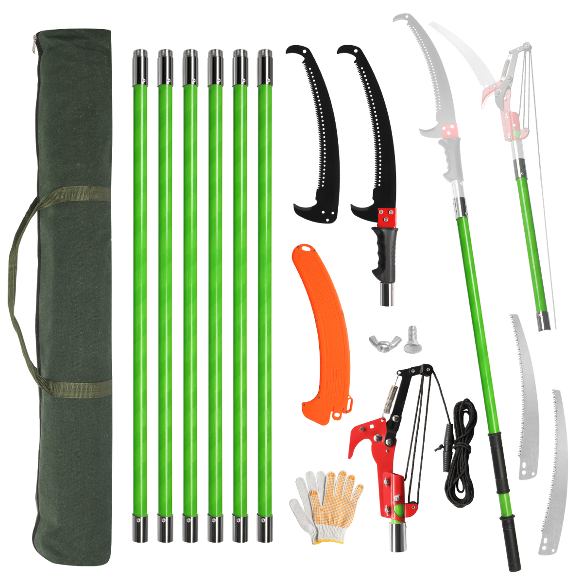 26ft Manual Pole Saw, Lightweight Tree Trimmers Long Handle Pruner Set
