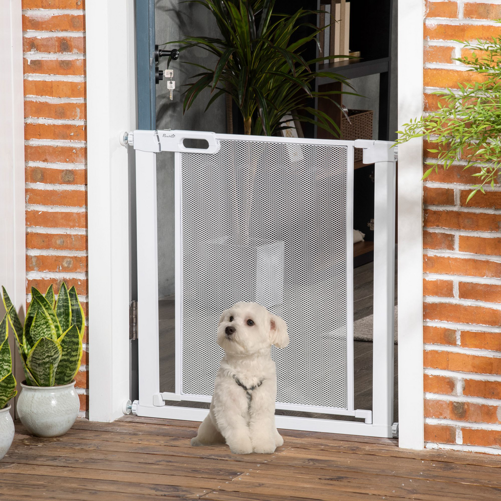 Pressure Fit Safety Gate for Stairs with Auto Close 75-82 cm - White PawHut