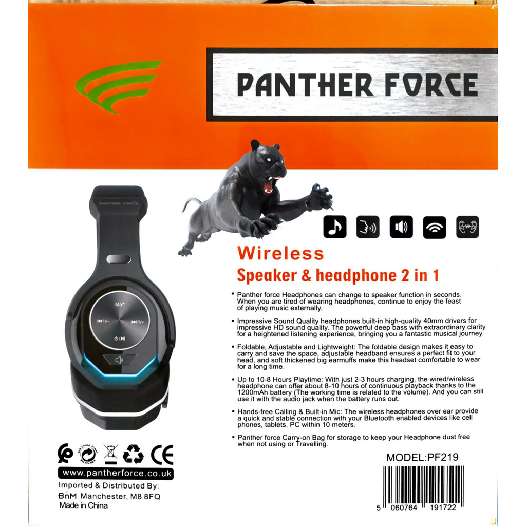 Panther Force Wireless Bluetooth Headphone + Twistout Speaker PF219