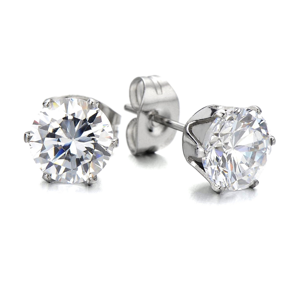 18th Birthday Cubic Zirconia Stud Earrings & Gold Balloons Gift Card
