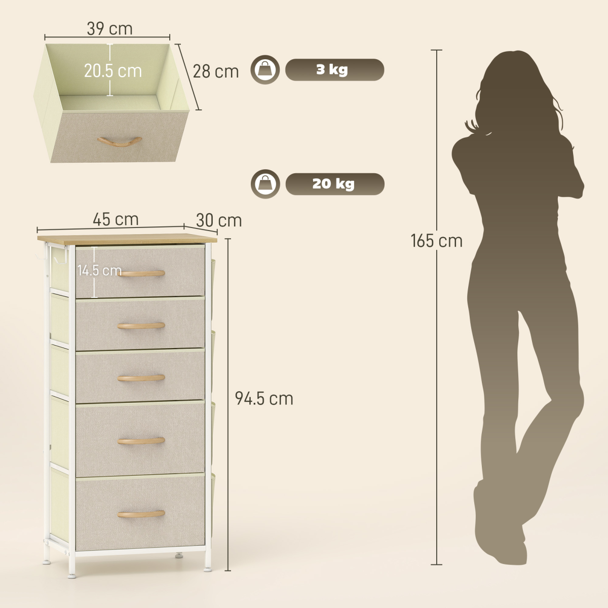 Wood Storage Chest of Drawers