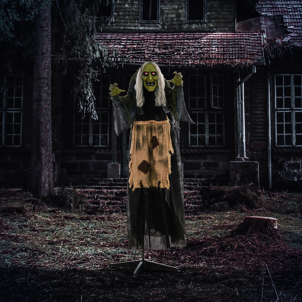 HOMCOM Halloween Witch Animatronic Prop with Sound Activated