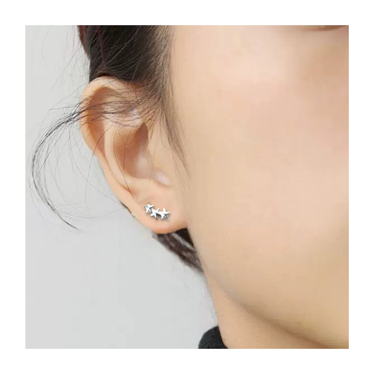 Triple Star Silver Stud Earrings