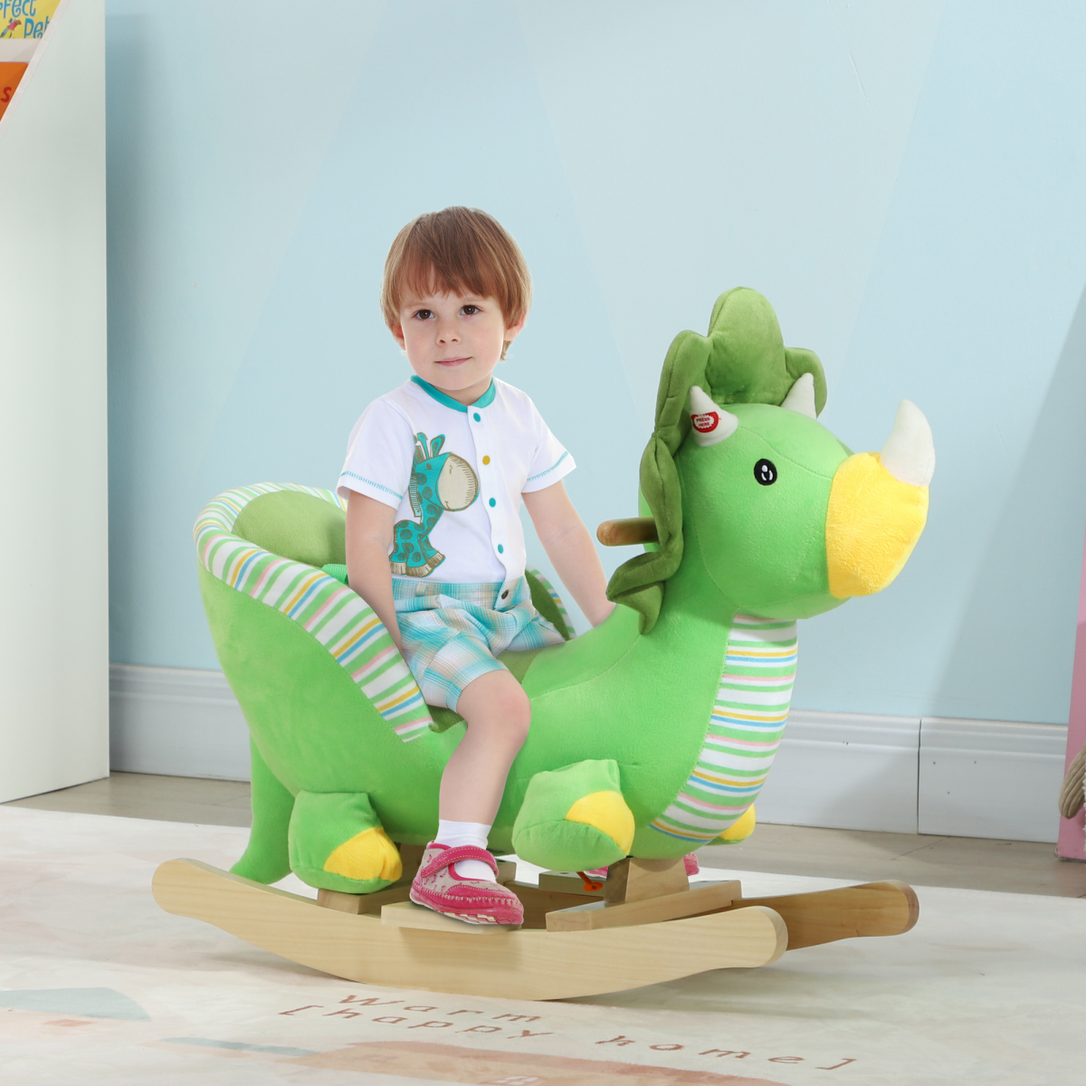 AIYAPLAY Rocking Horse Dinosaur Design Baby Rocker with Animal Sound, Green