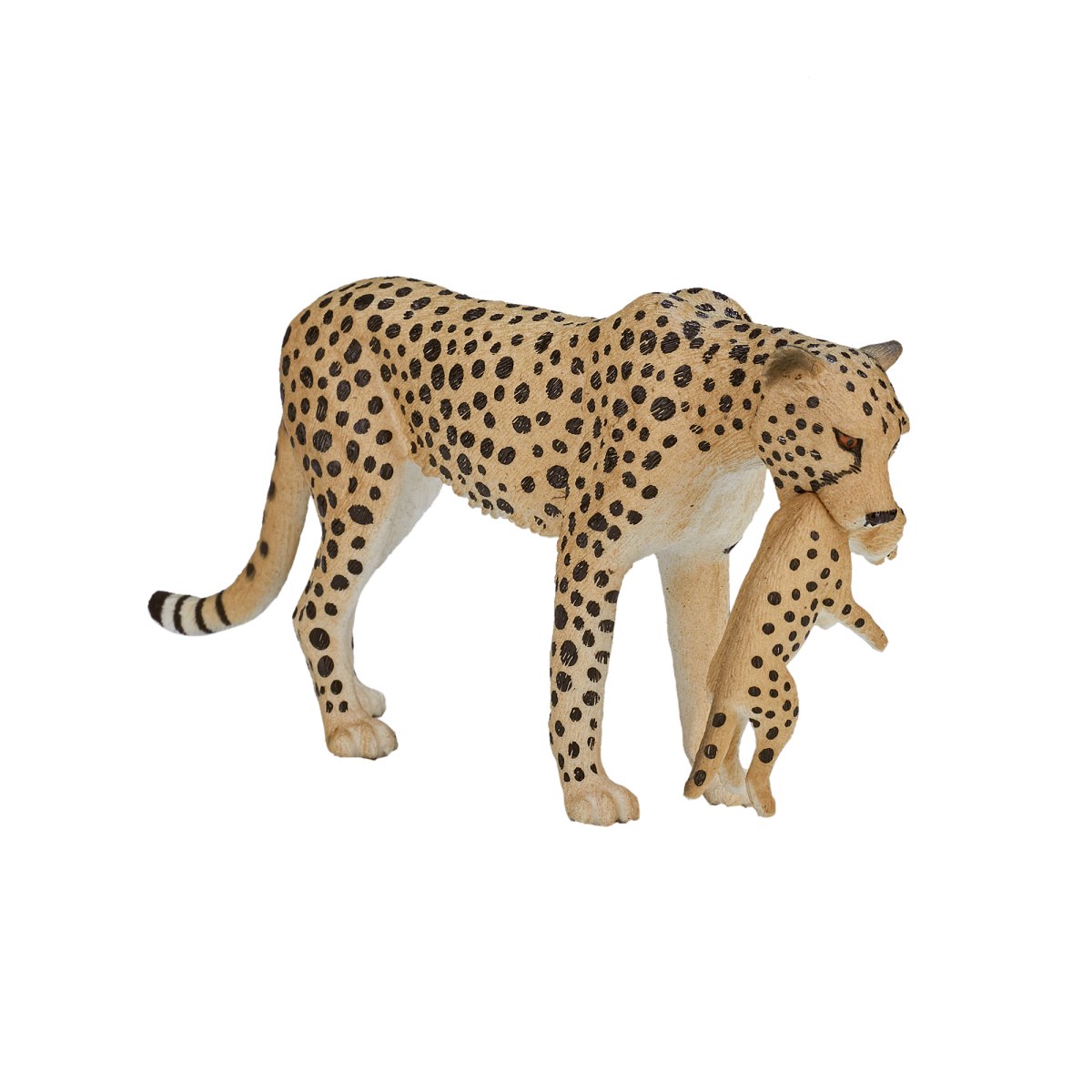 Cheetah Female with Cub Toy  Realistic African Wildlife Figurine