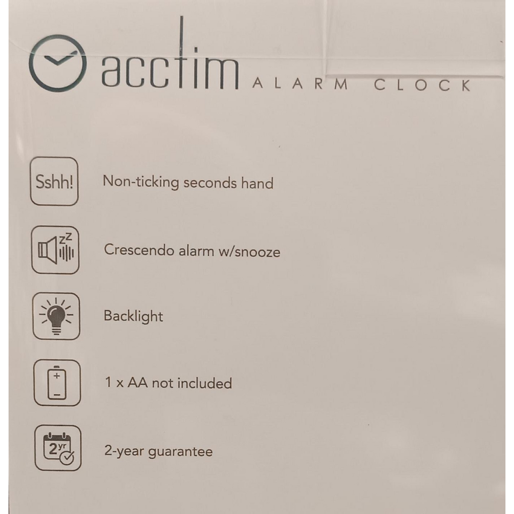 Acctim Jefferson Silent Sweep, Crescendo and Light features Bedside Alarm Clock