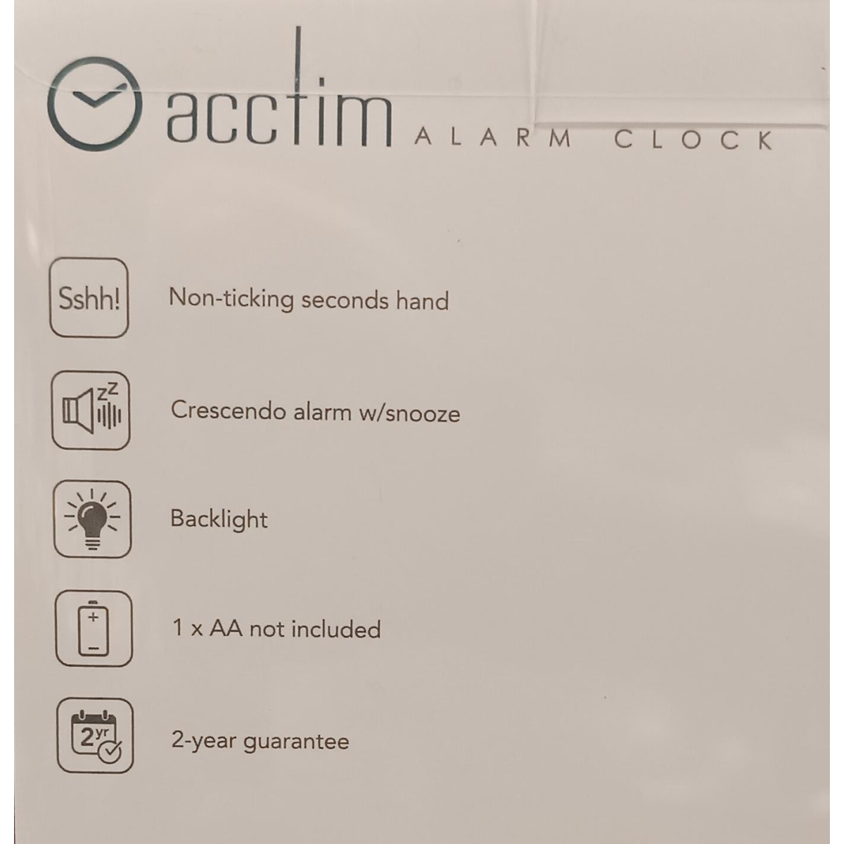 Acctim Jefferson Silent Sweep, Crescendo and Light features Bedside Alarm Clock