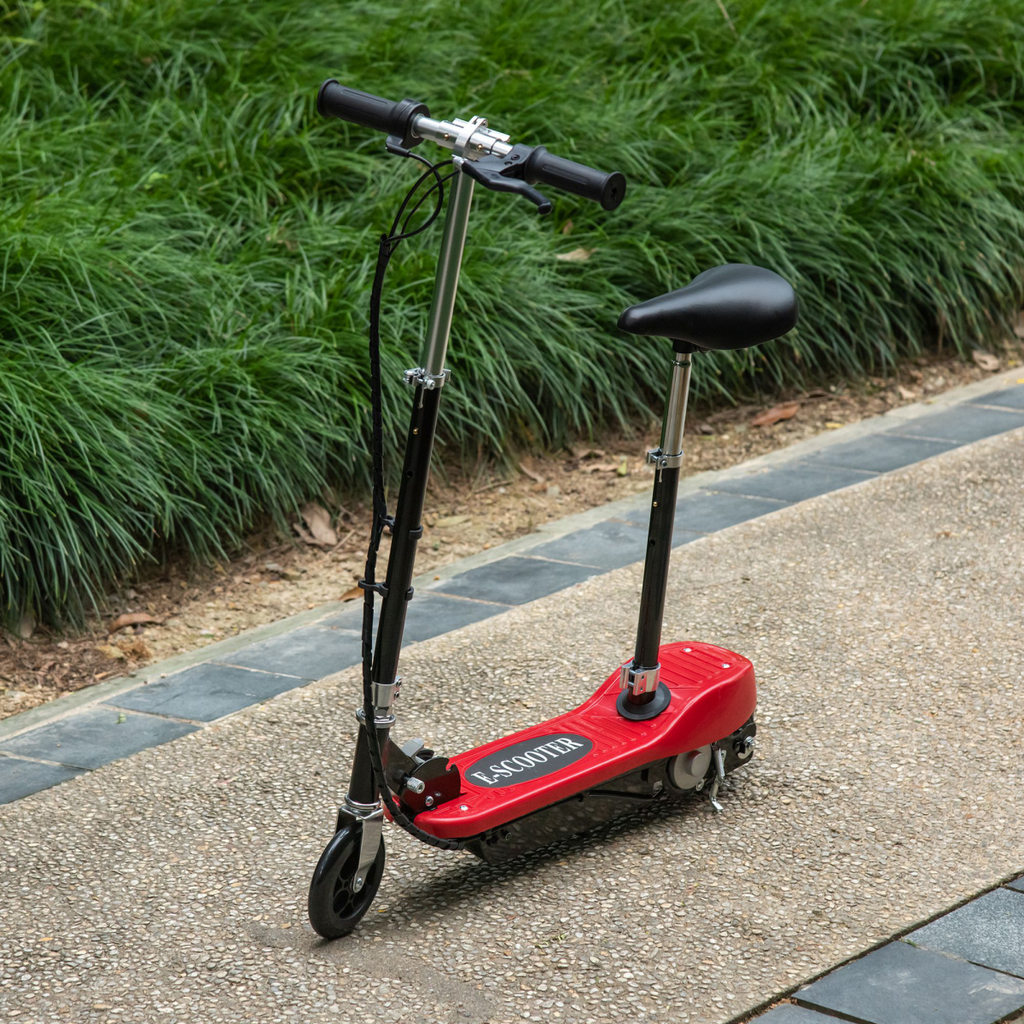 Kids Foldable Electric Powered Scooters 120W Toy with Brake Kickstand Red HOMCOM