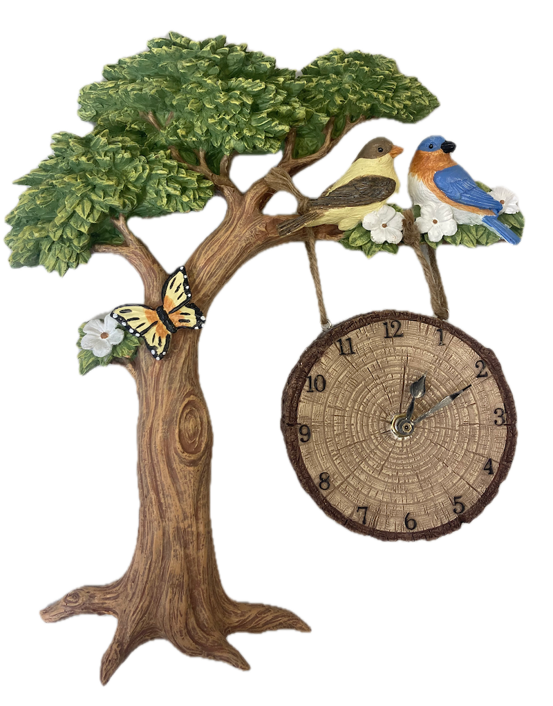 Oak Tree Clock with Bird