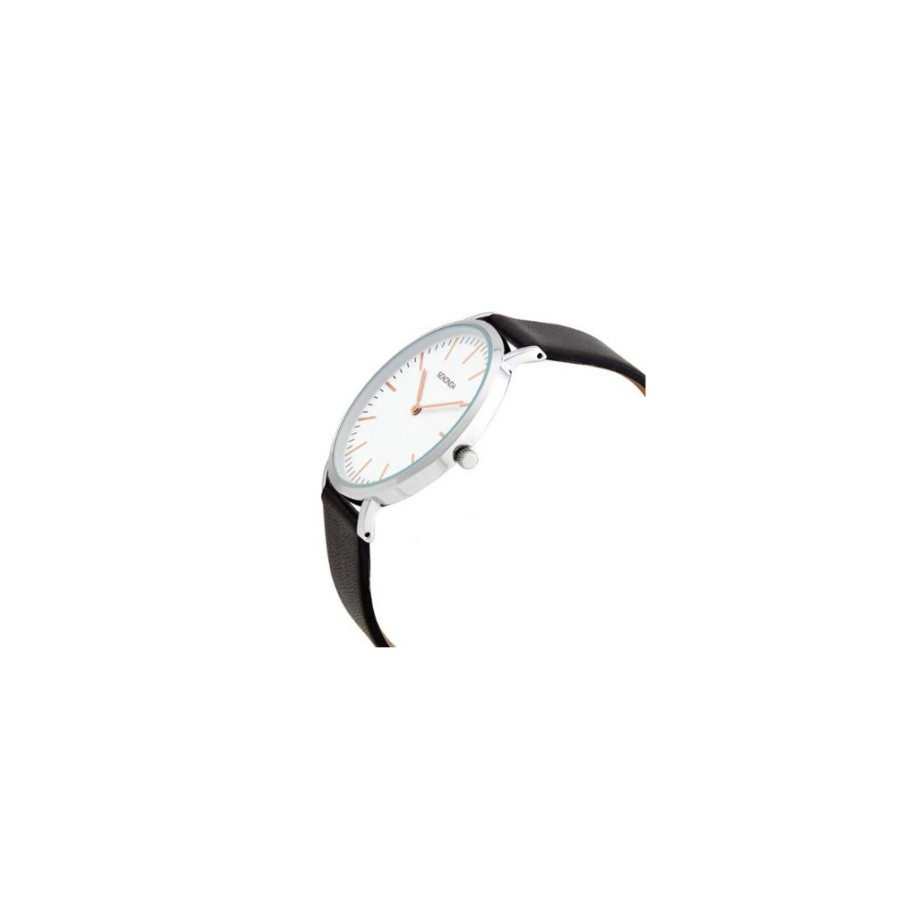 Sekonda Men's Basic White Dial Black Leather strap Watch 1342
