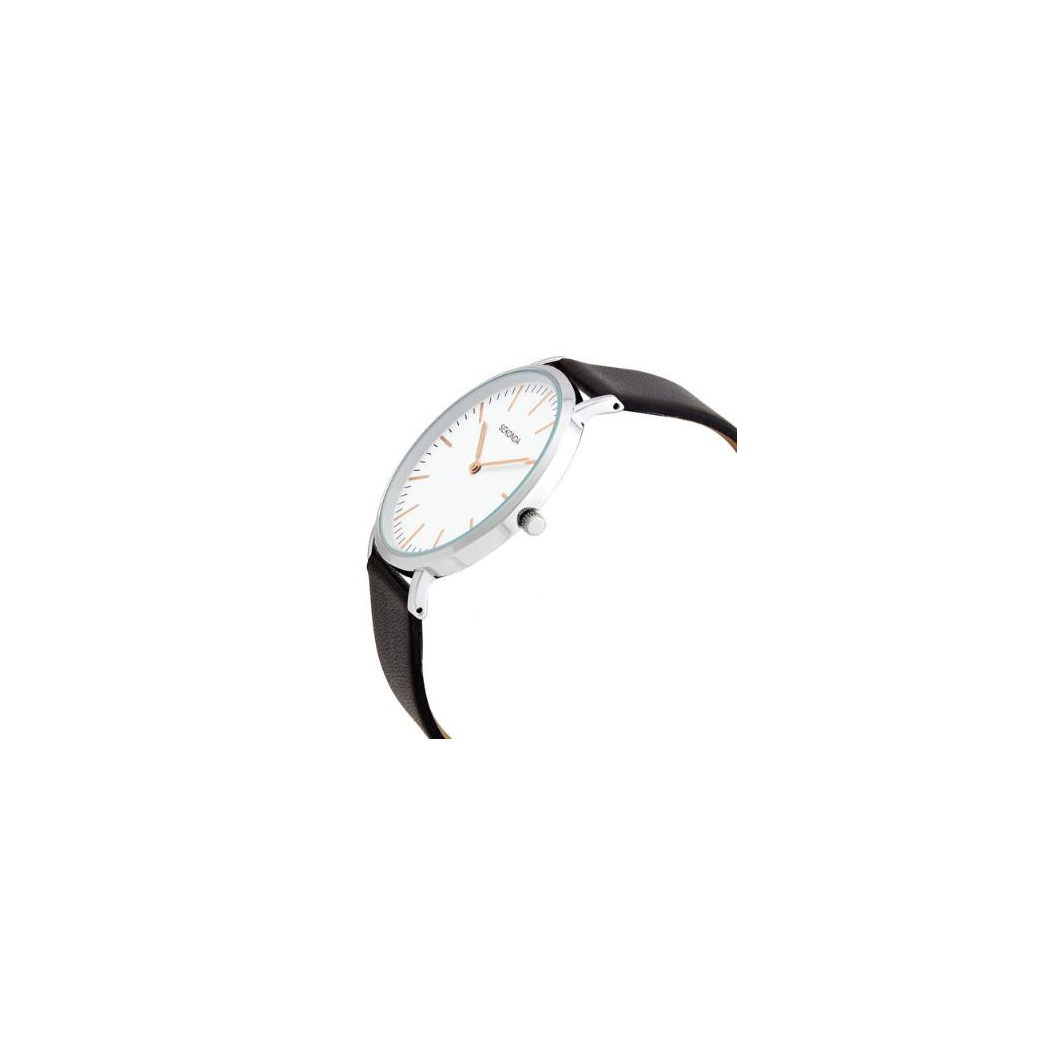 Sekonda Men's Basic White Dial Black Leather strap Watch 1342