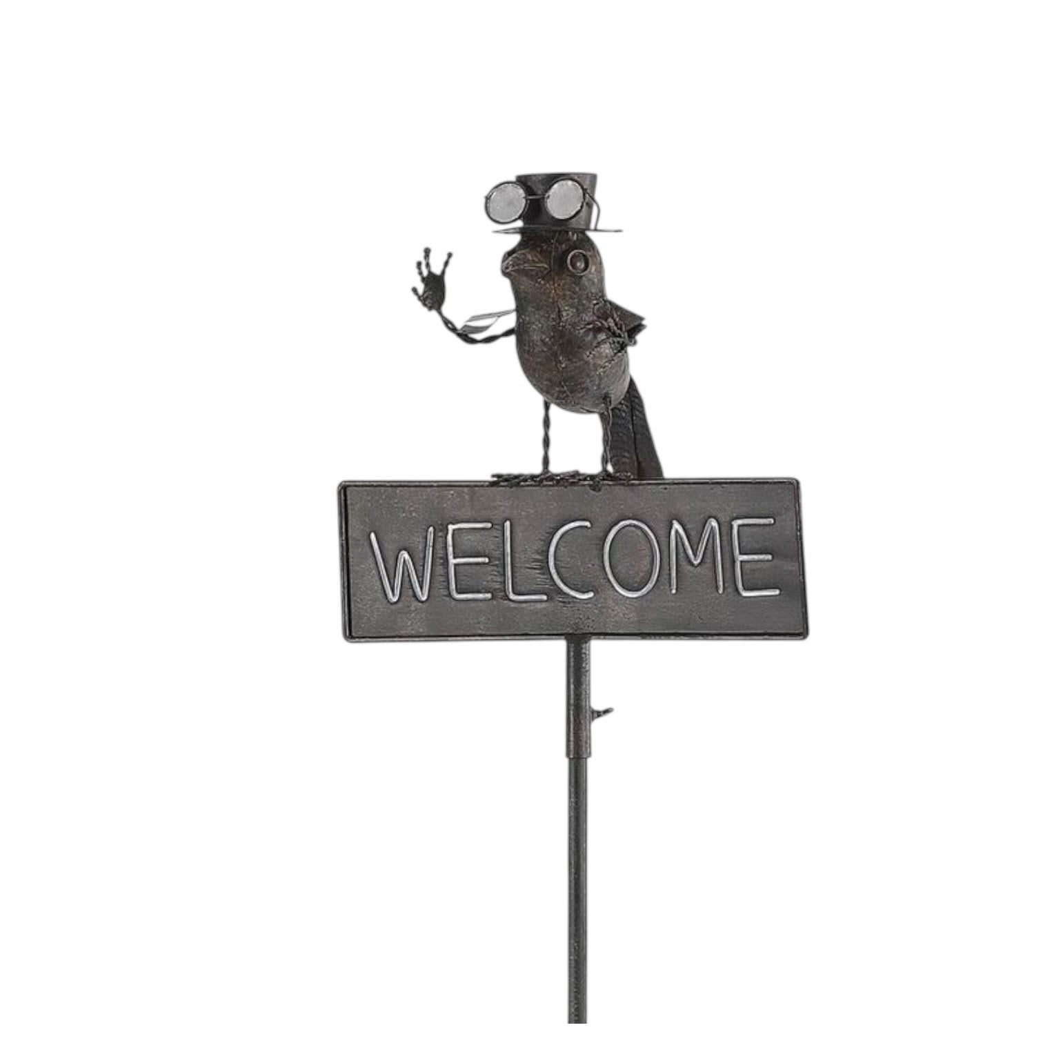 AcaciaHome Durable 125cm Tall Welcome Metal Bird Owl Garden Stake with Decorative