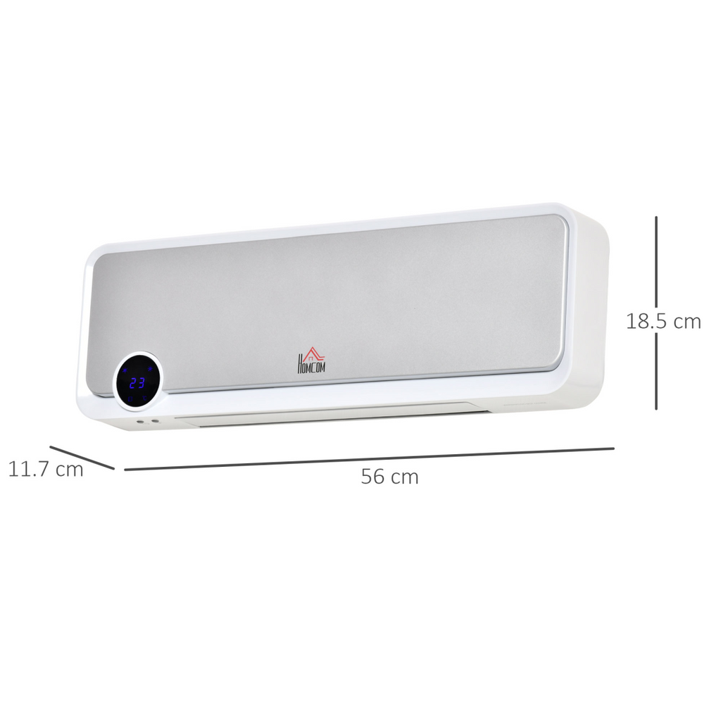 Wall Mounted Downflow Ceramic Heater with 12h  Timer, Remote
