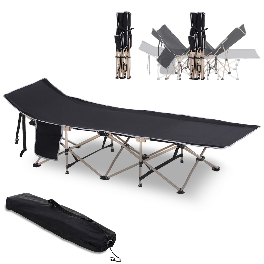 Single Portable Outdoor Military Sleeping Bed Camping Cot Black Outsunny