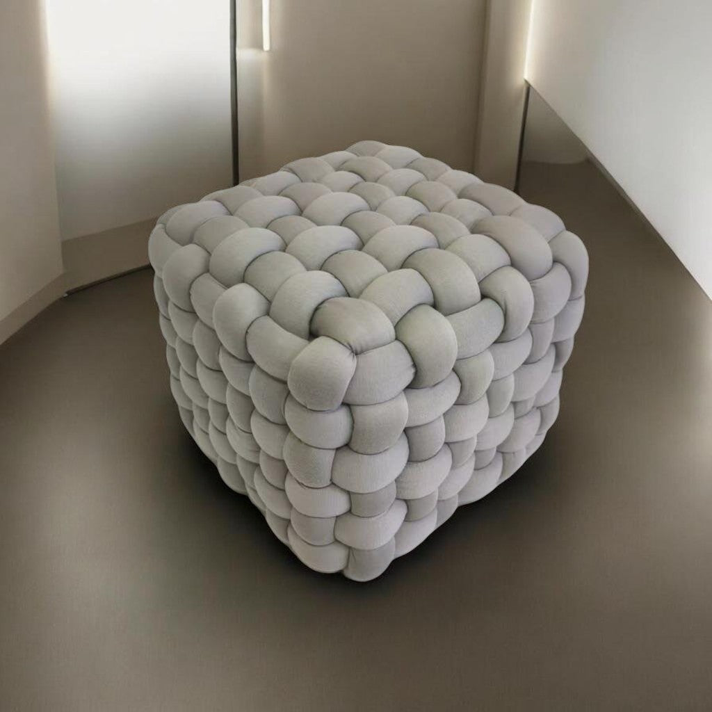 AcaciaHome Modern Velvet Upholstered Square Footstool Ottoman