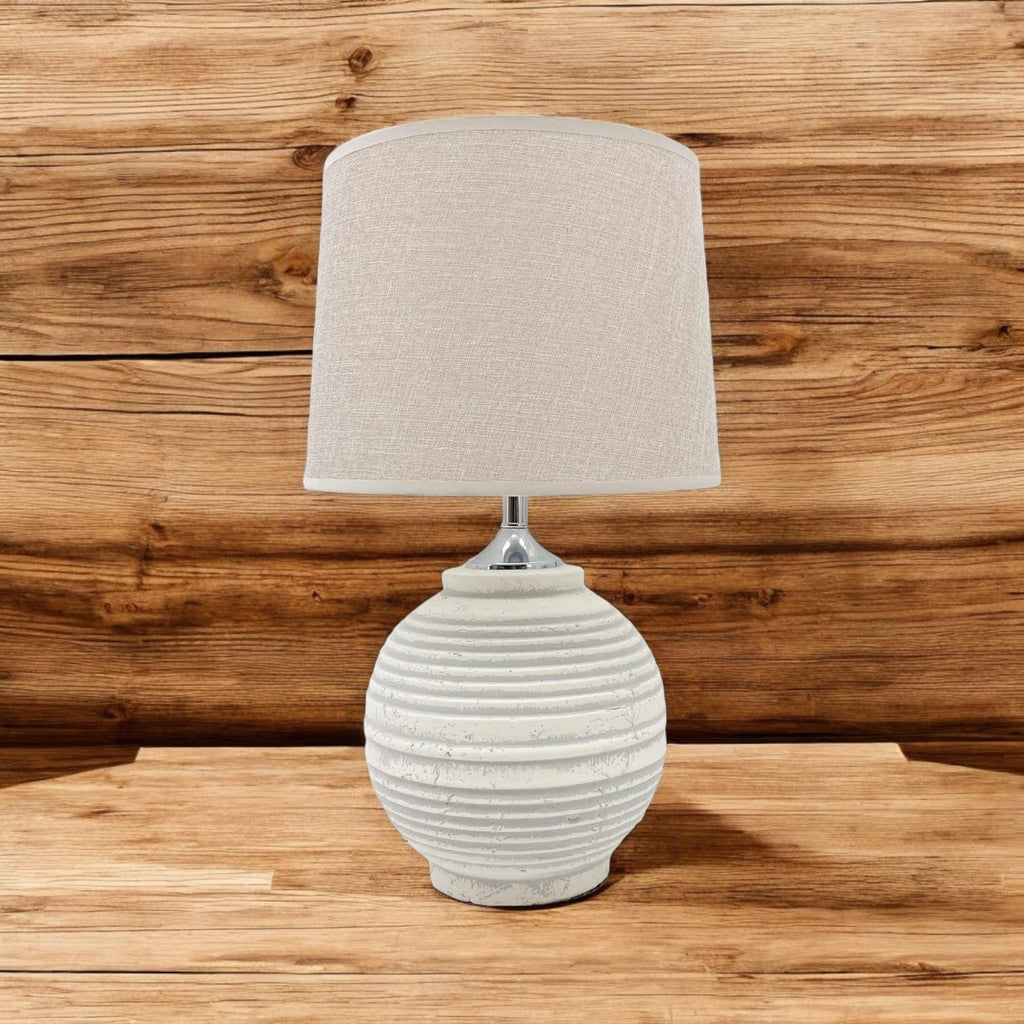 AcaciaHome Elegant Ceramic Table Lamp with Fabric Drum Shade (44cm Cream Lamp)