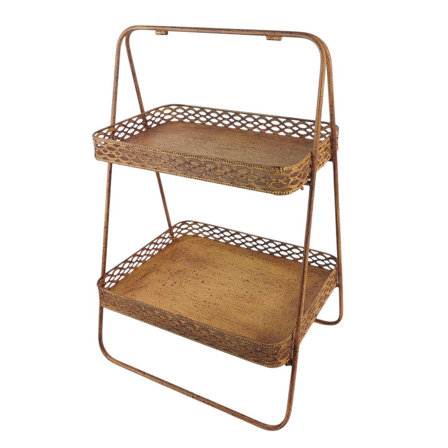 AcaciaHome Rusty 2-Tier 59cm Rectangular Metal Cake & Plant Stand