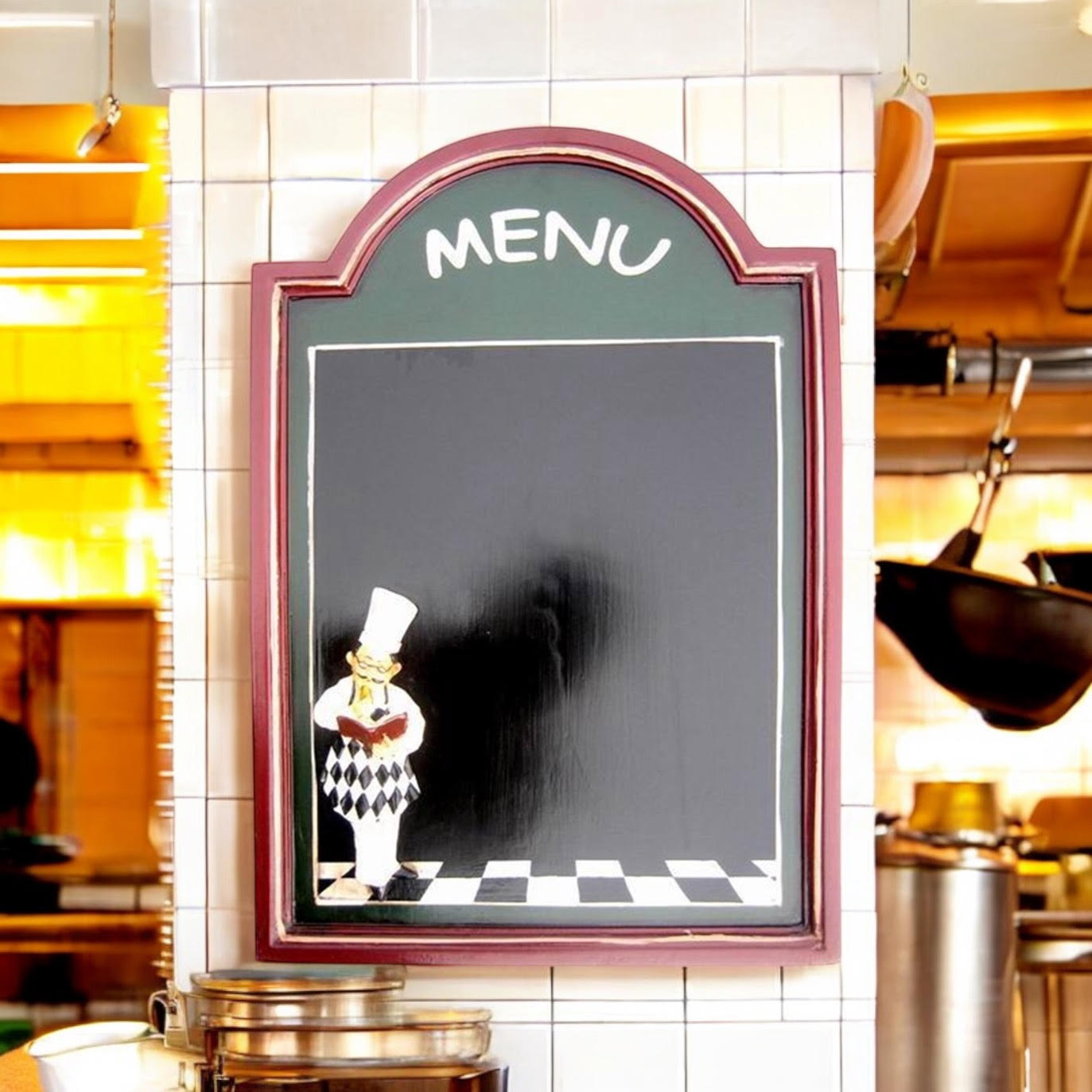 Wall-Mounted Chef Chalk Board Memo Menu