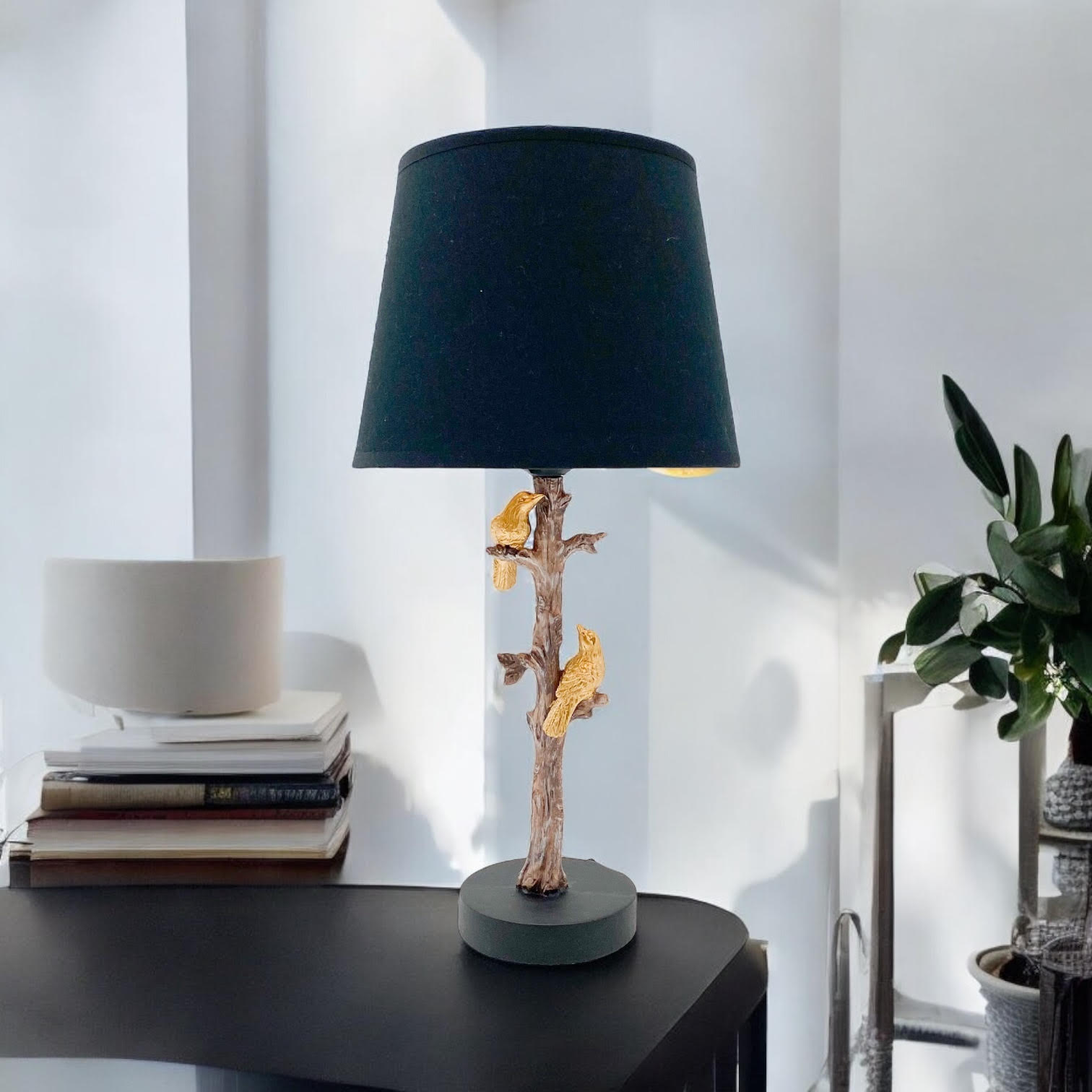 AcaciaHome Parrot Table Lamp with Drum Shade (Table Lamp 44cm)