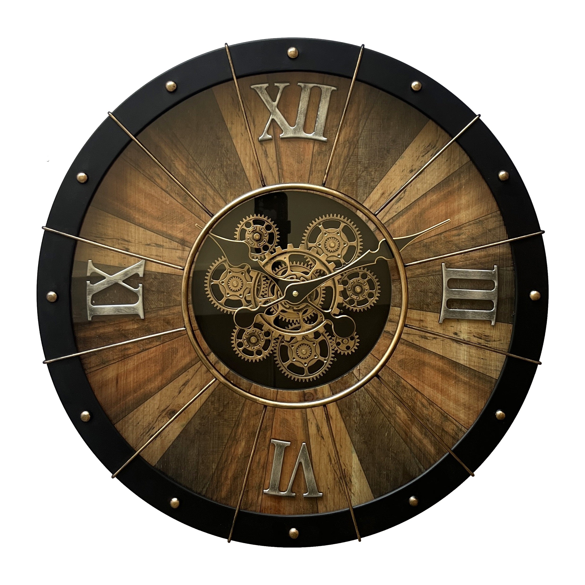 AcaciaHome Durable Gear Wall Clock with Moving Gears