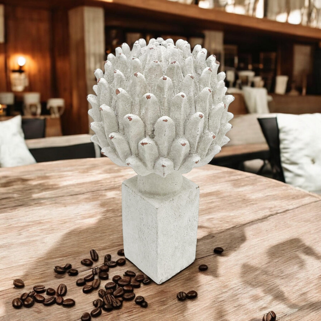 Flower on a Base Garden Ornament Resin Art Sculpture Figurine Stone Look 34cm