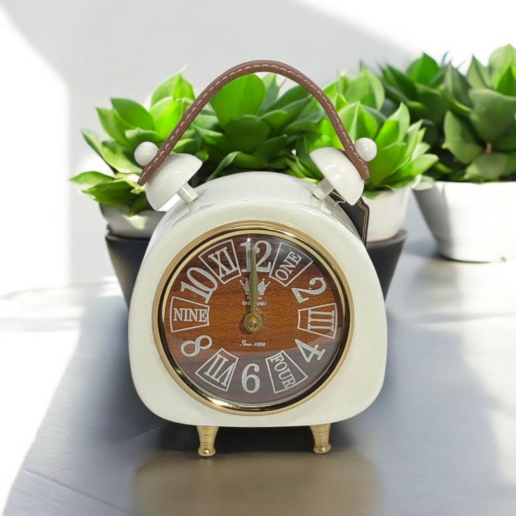 AcaciaHome White Cream Mantel Clock