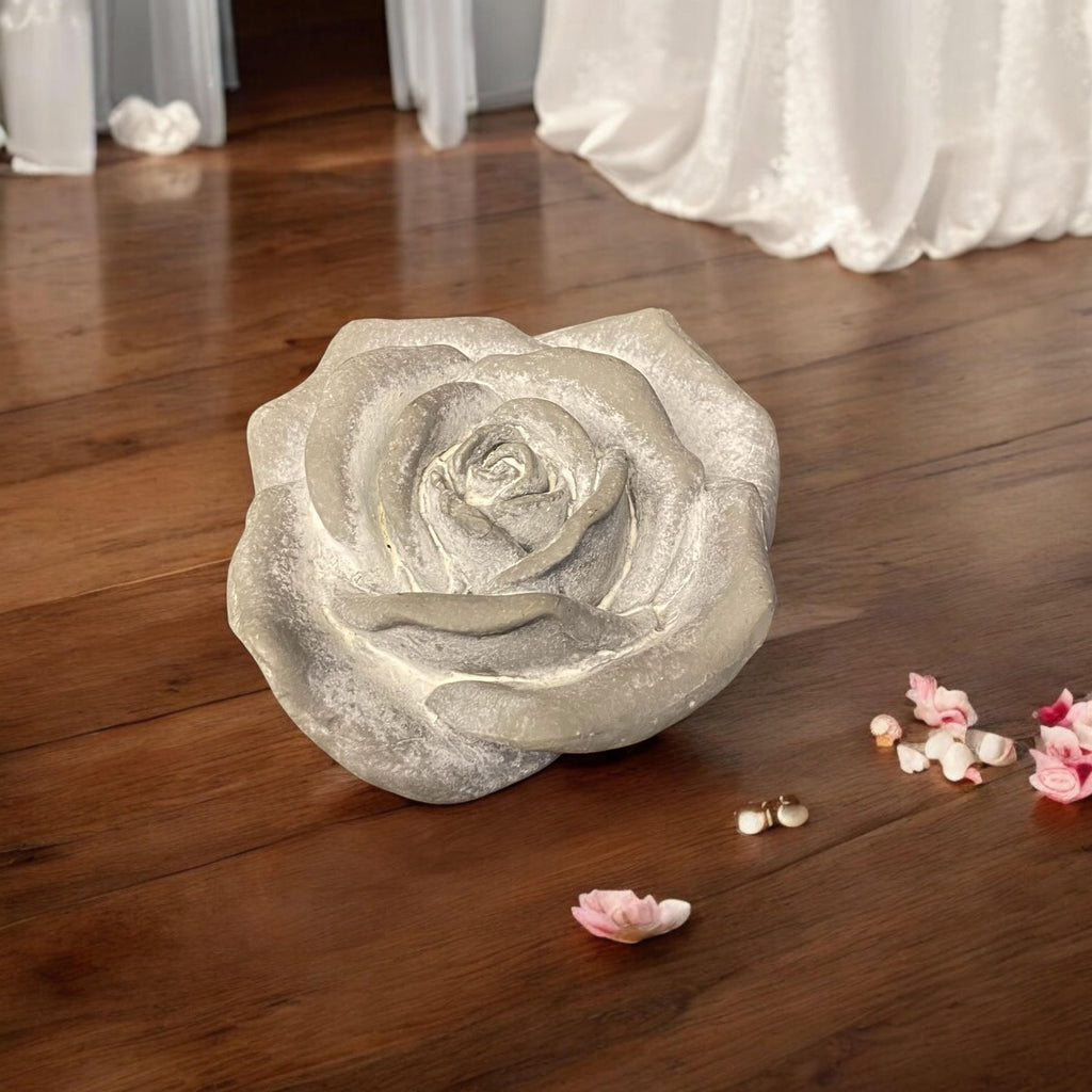 Flower on a Base Garden Ornament Resin Art Sculpture Figurine Stone Look 11cm