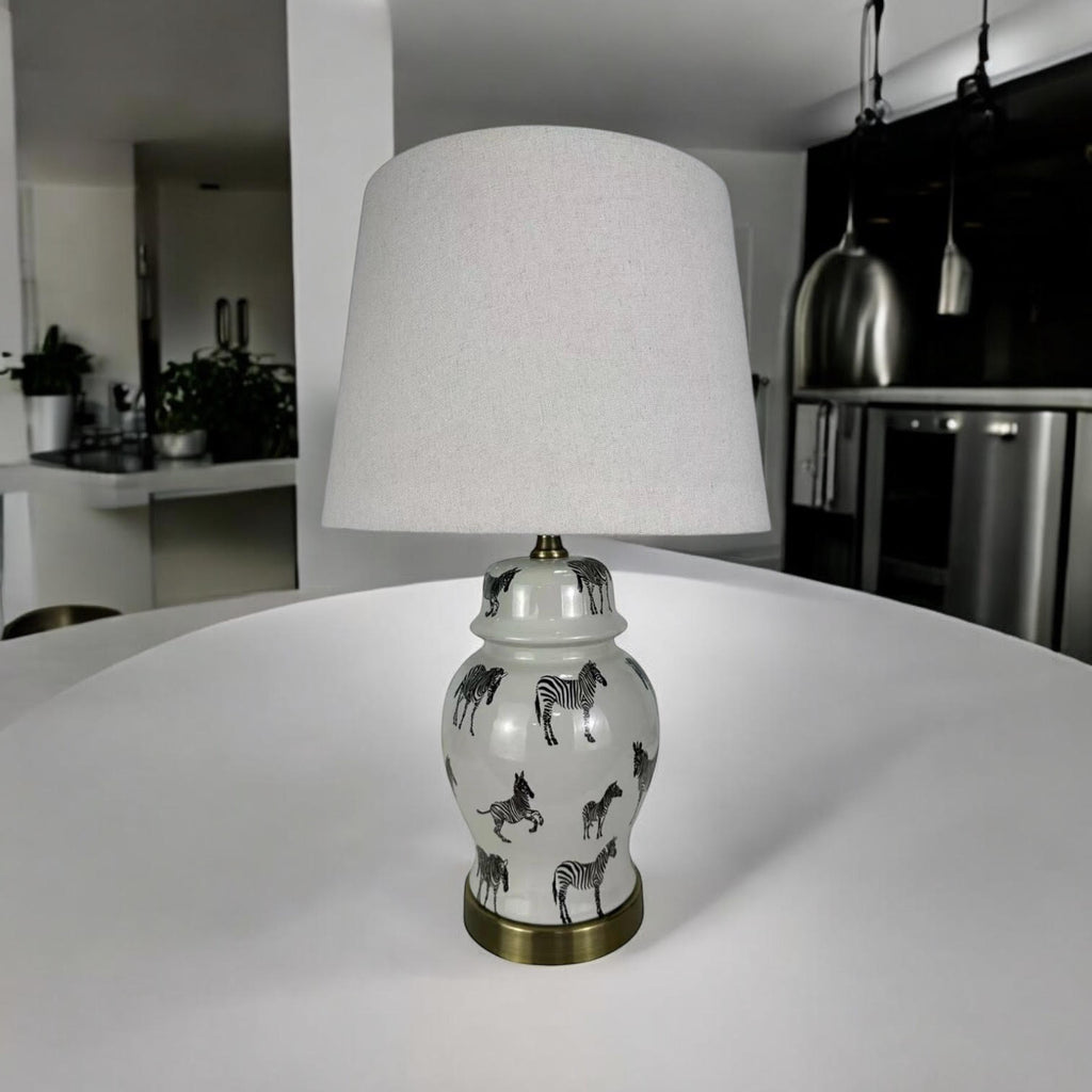 AcaciaHome Oriental Design Large Floral Ceramic Table Lamp with Drum Shade