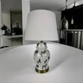 AcaciaHome Oriental Design Large Floral Ceramic Table Lamp with Drum Shade