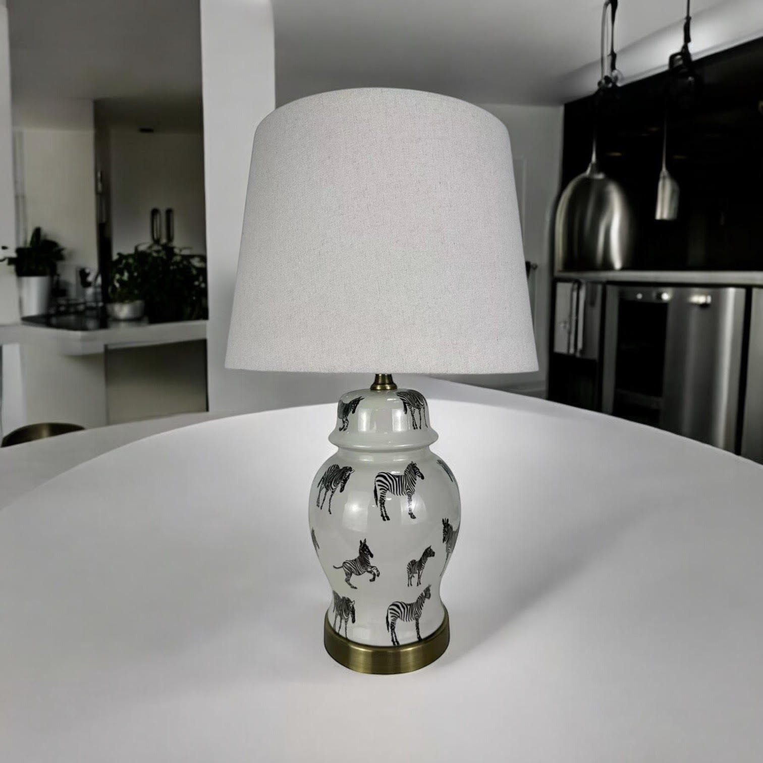 AcaciaHome Oriental Design Large Floral Ceramic Table Lamp with Drum Shade