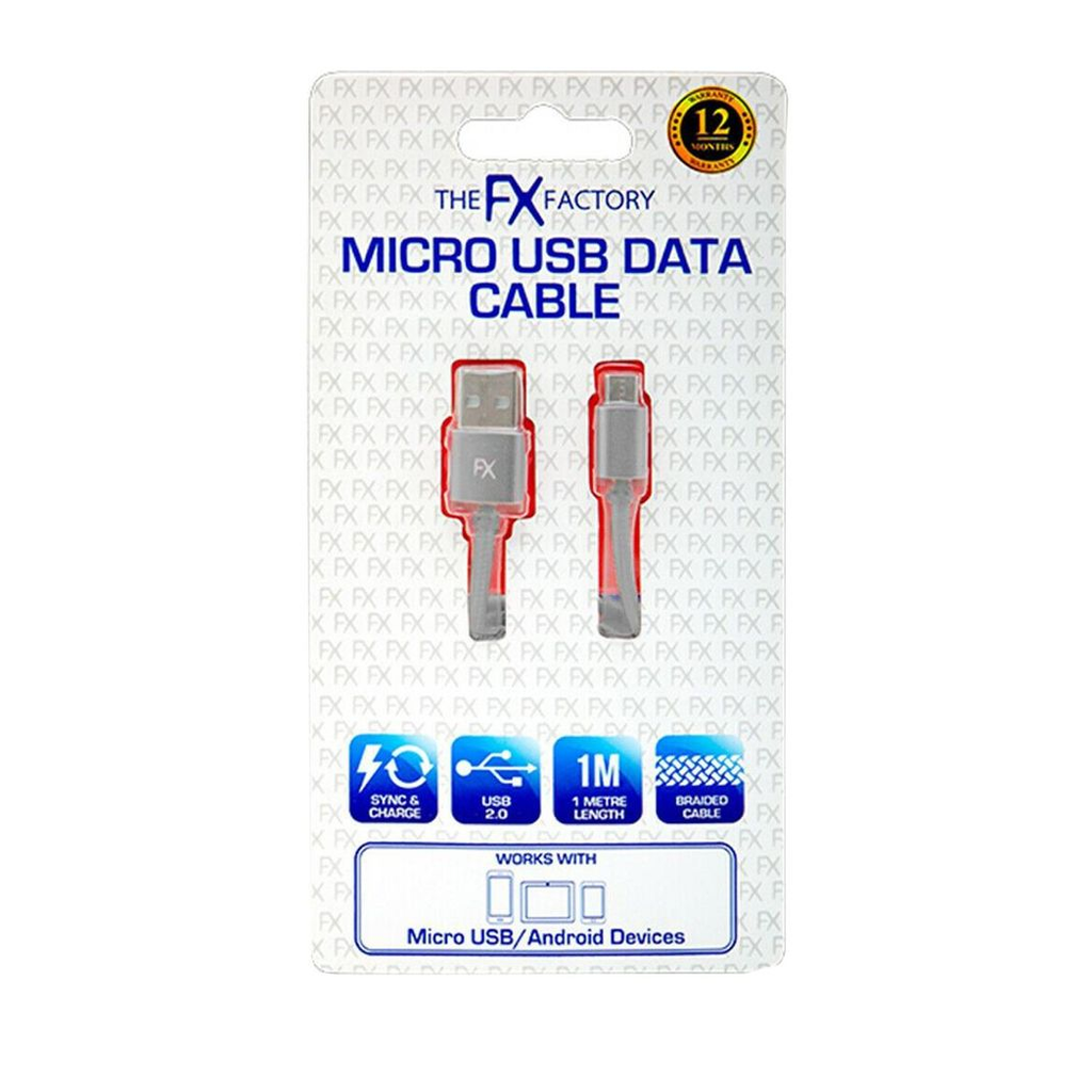 Fx Braided Micro USB Data Cable, Gold, Rose Gold, Space Grey, Silver[Space Grey]