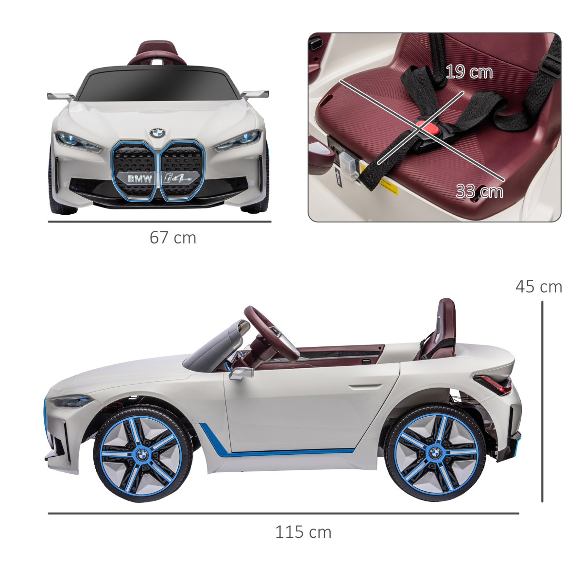 BMW i4 Licensed 12V Kids Electric Ride-On with Portable Battery - White