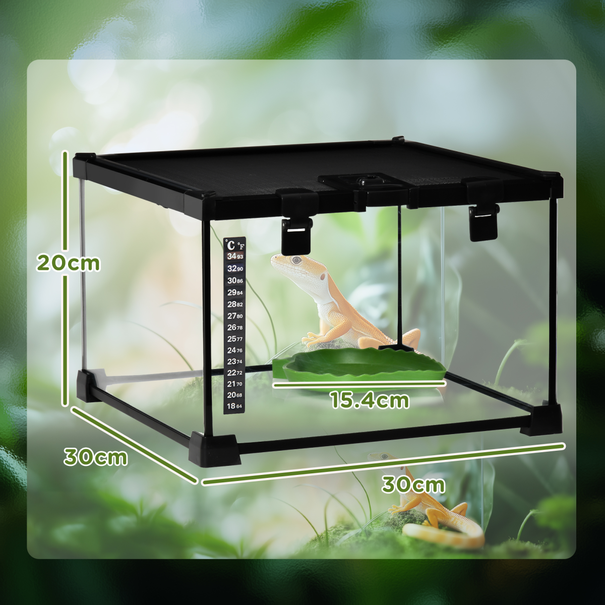 Glass Reptile Terrarium Habitats for Lizards, Frogs, Snake PawHut